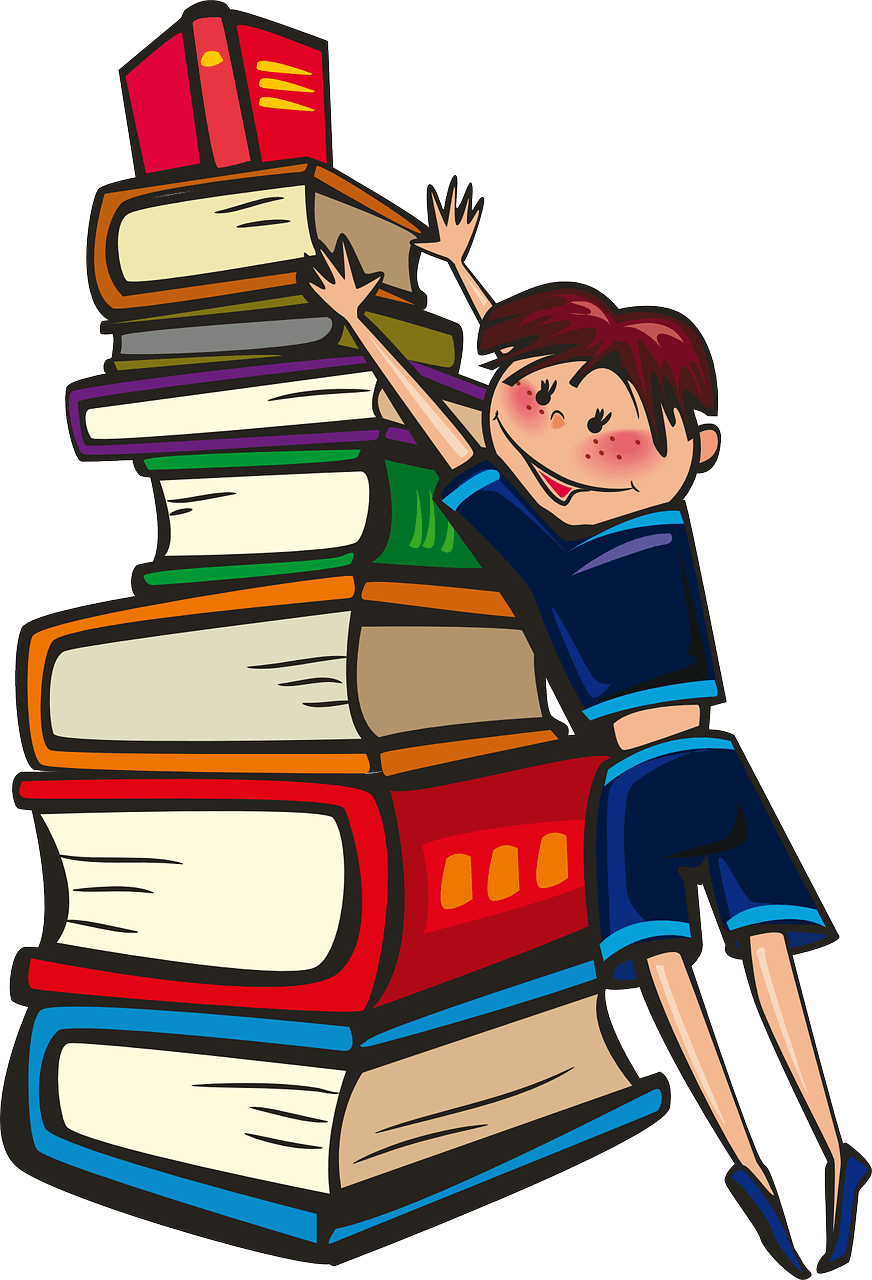 illustration d'un enfant qui empile des livres