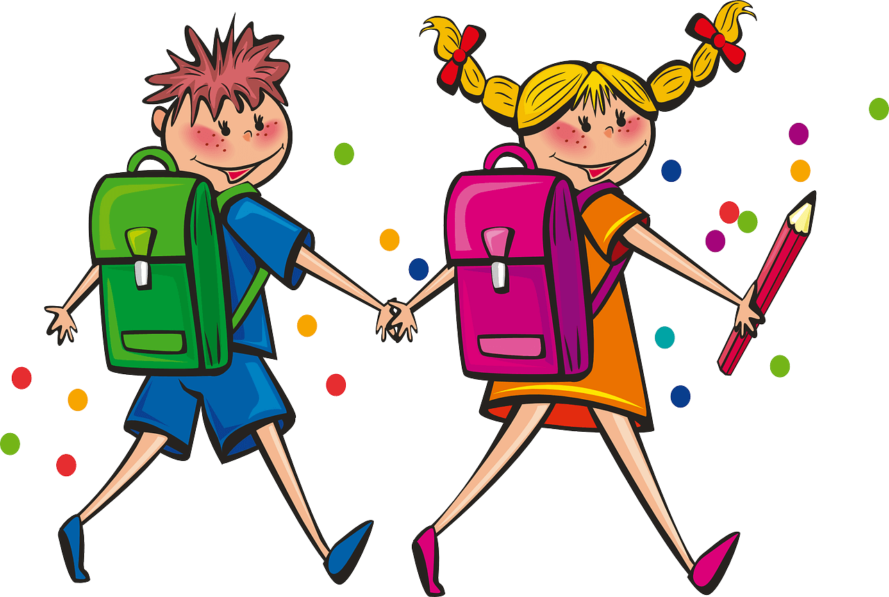 illustration de deux écoliers se tenant la main